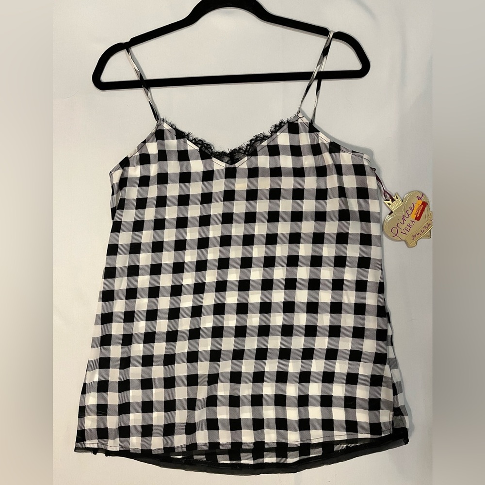 Princess Vera Wang Gingham Lace Trim Cami